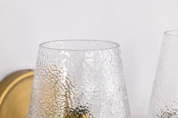 Valentine 3-Light Vanity in Vintage Brass with Hammered Glass - Image 9