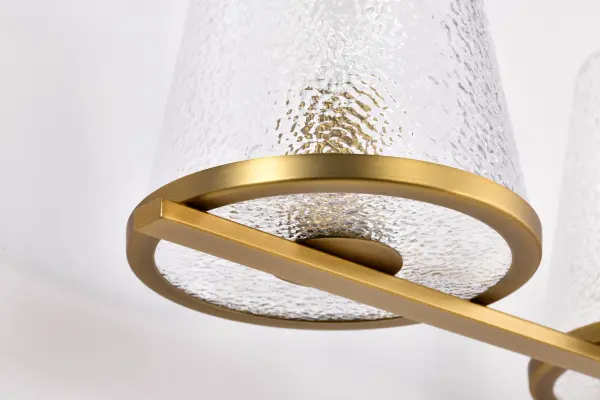 Valentine 4-Light Vanity in Vintage Brass with Hammered Glass - Image 11