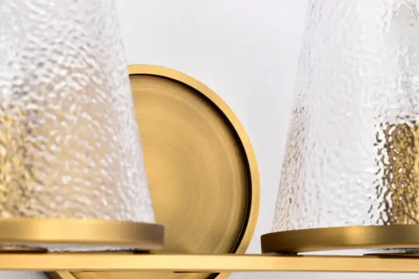 Valentine 4-Light Vanity in Vintage Brass with Hammered Glass - Image 12