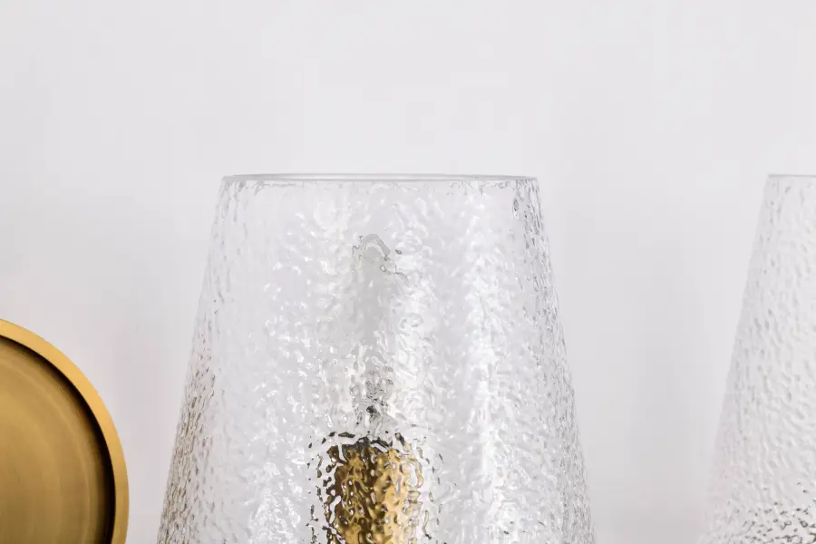 Valentine 4-Light Vanity in Vintage Brass with Hammered Glass - Image 13