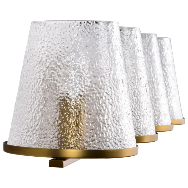 Valentine 4-Light Vanity in Vintage Brass with Hammered Glass - Image 7