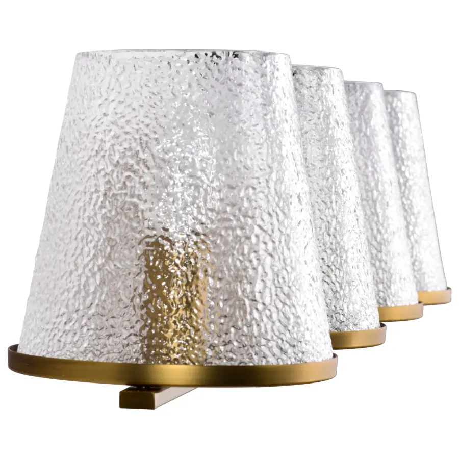 Valentine 4-Light Vanity in Vintage Brass with Hammered Glass - Image 7