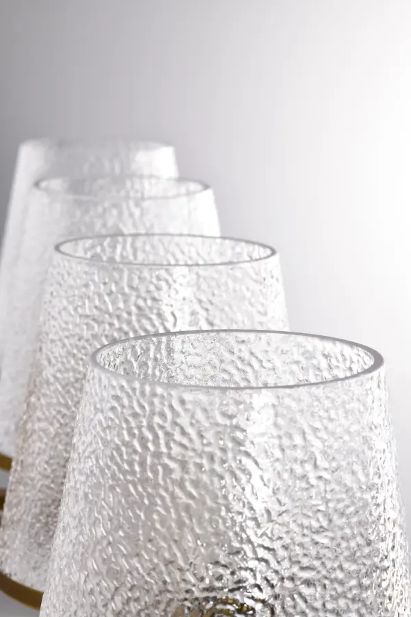 Valentine 4-Light Vanity in Vintage Brass with Hammered Glass - Image 9