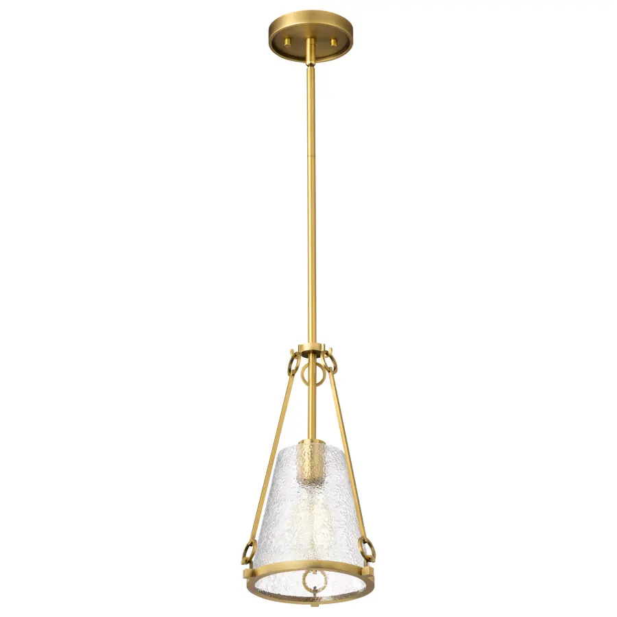 Valentine Small Pendant in Vintage Brass with Hammered Glass - Image 3
