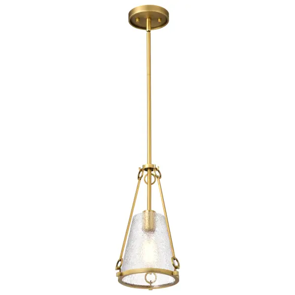 Valentine Small Pendant in Vintage Brass with Hammered Glass - Image 4