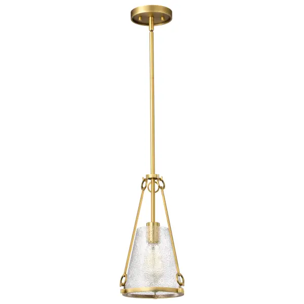 Valentine Small Pendant in Vintage Brass with Hammered Glass - Image 5