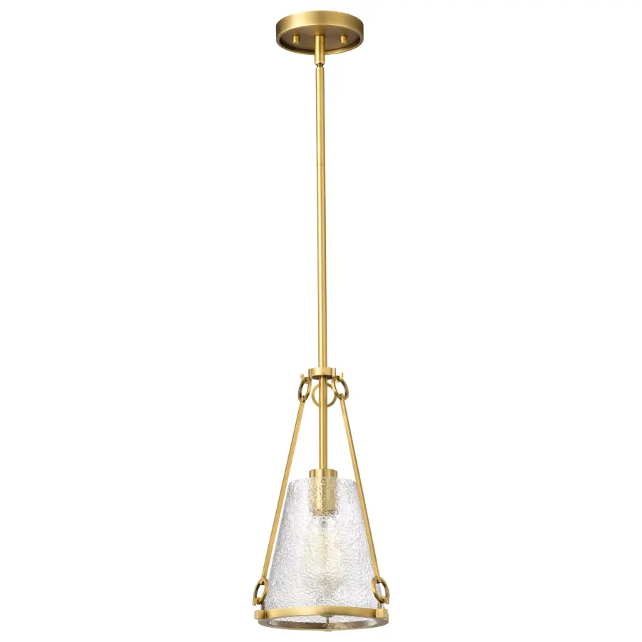 Valentine Small Pendant in Vintage Brass with Hammered Glass - Image 5
