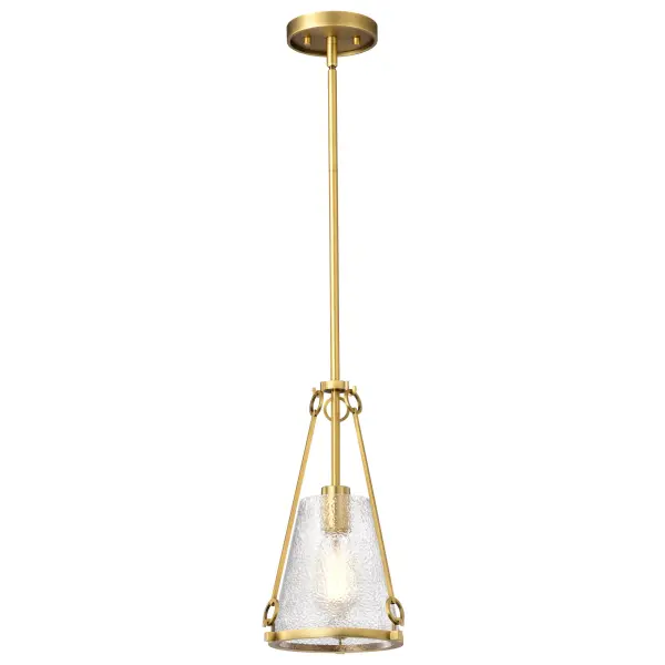 Valentine Small Pendant in Vintage Brass with Hammered Glass - Image 6