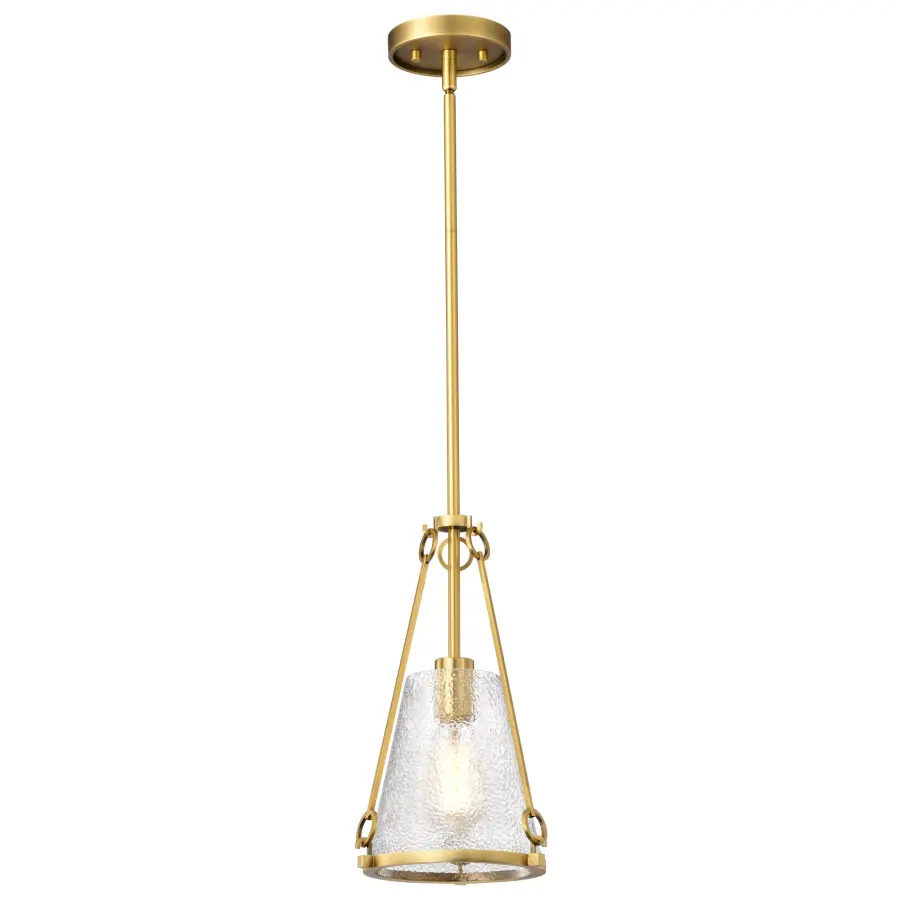 Valentine Small Pendant in Vintage Brass with Hammered Glass - Image 6