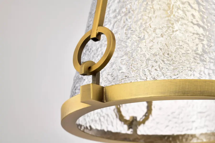 Valentine Small Pendant in Vintage Brass with Hammered Glass - Image 9