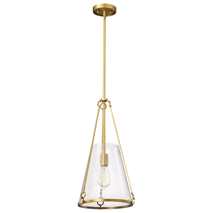 Valentine Medium Pendant in Vintage Brass with Hammered Glass - Image 1