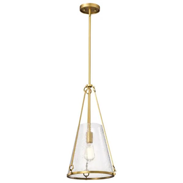Valentine Medium Pendant in Vintage Brass with Hammered Glass - Image 2