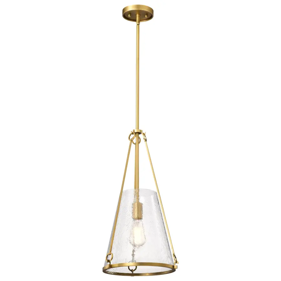 Valentine Medium Pendant in Vintage Brass with Hammered Glass - Image 2