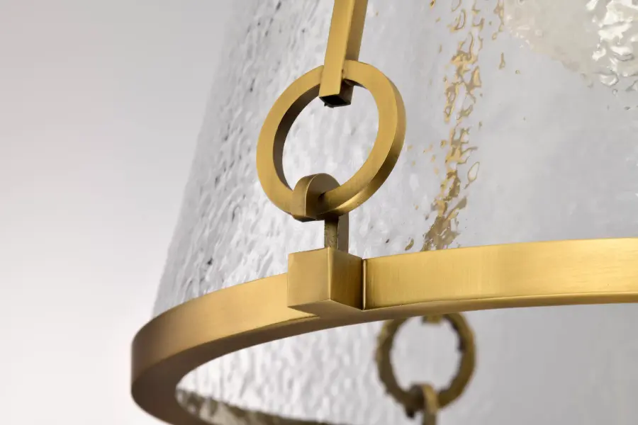 Valentine Medium Pendant in Vintage Brass with Hammered Glass - Image 12