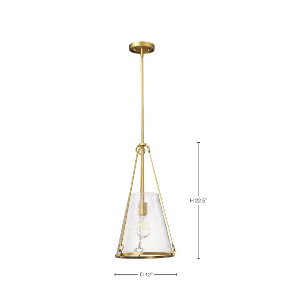 Valentine Medium Pendant in Vintage Brass with Hammered Glass - Image 15