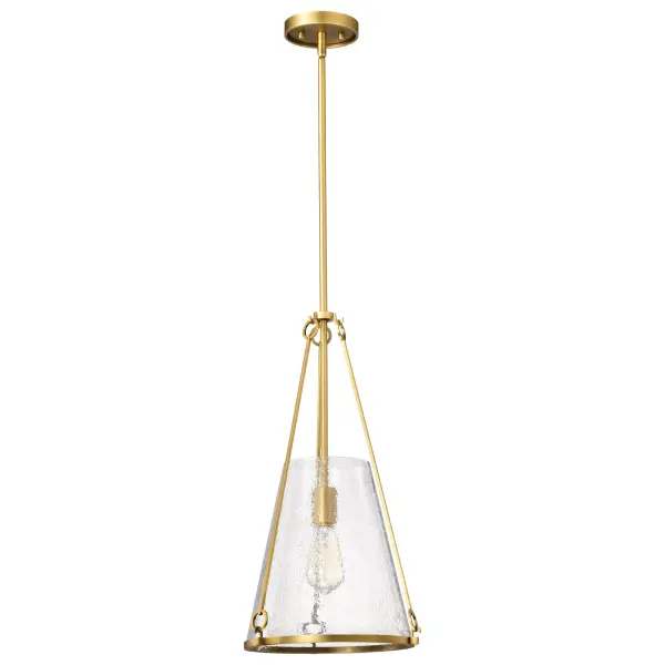Valentine Medium Pendant in Vintage Brass with Hammered Glass - Image 3