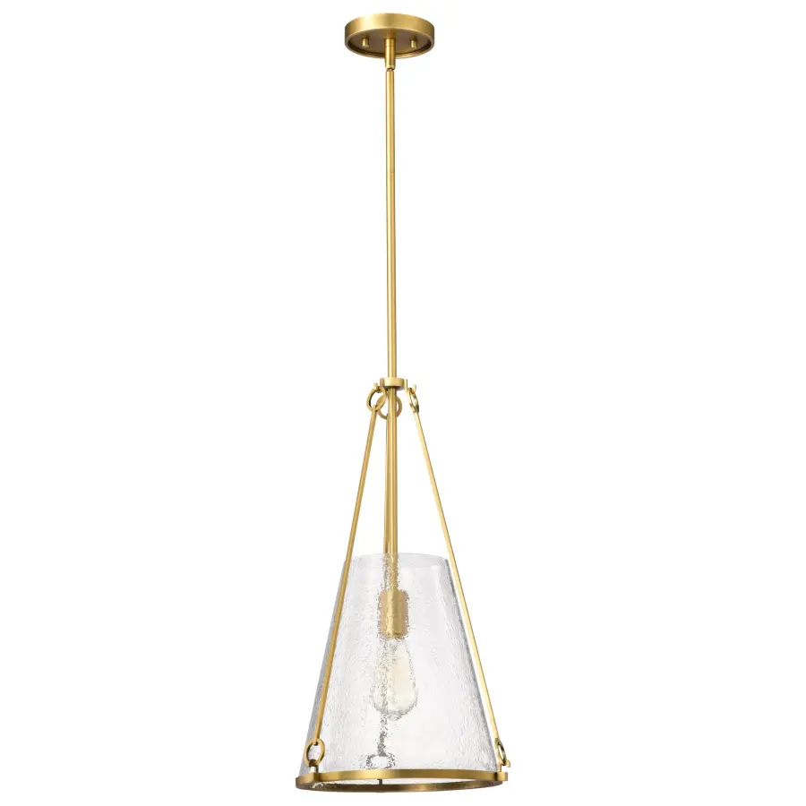 Valentine Medium Pendant in Vintage Brass with Hammered Glass - Image 3