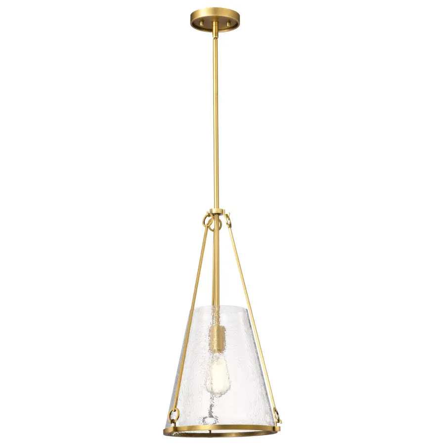 Valentine Medium Pendant in Vintage Brass with Hammered Glass - Image 4