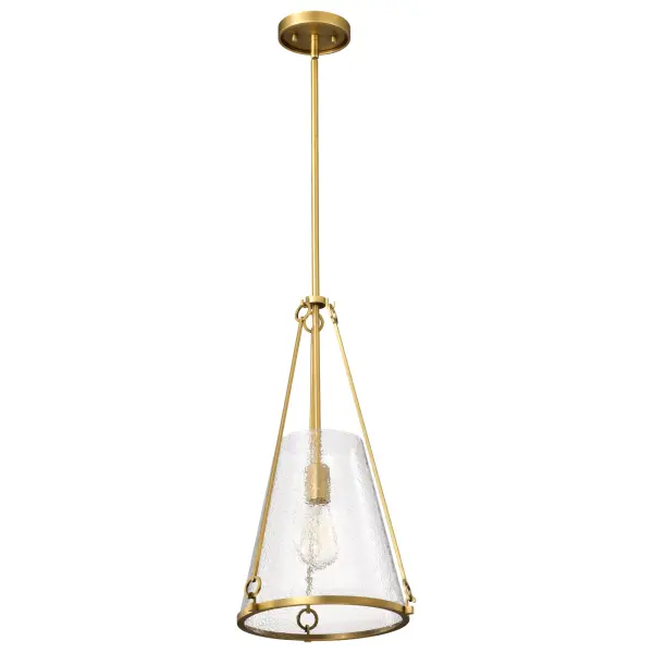 Valentine Medium Pendant in Vintage Brass with Hammered Glass - Image 5