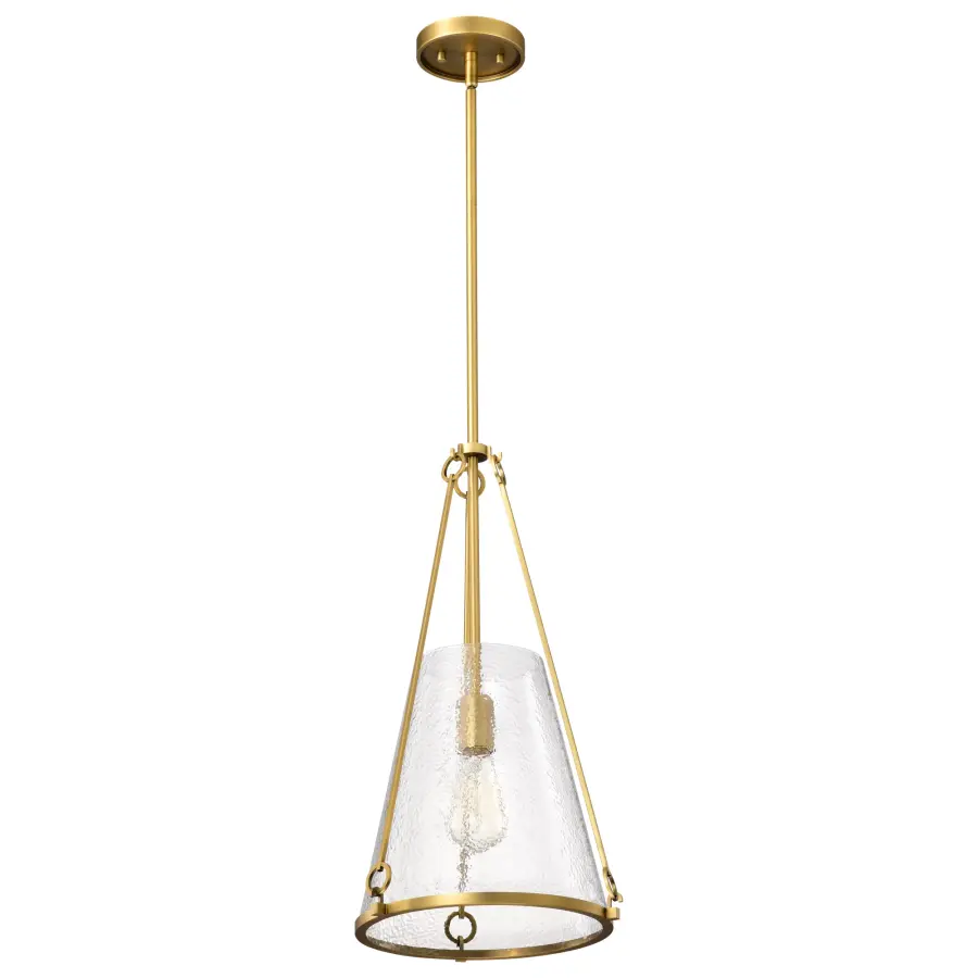 Valentine Medium Pendant in Vintage Brass with Hammered Glass - Image 5