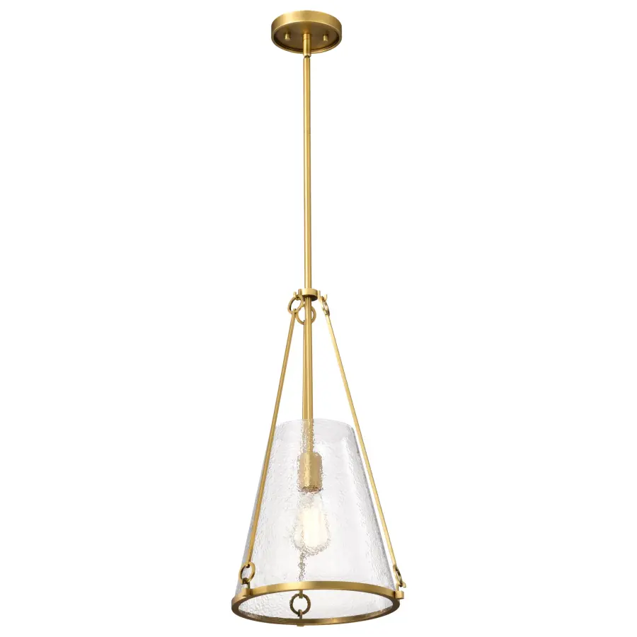 Valentine Medium Pendant in Vintage Brass with Hammered Glass - Image 6