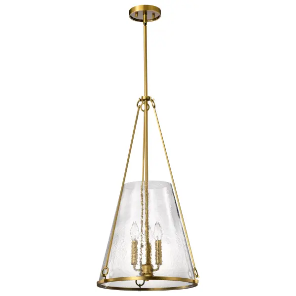 Valentine Large Pendant - Vintage Brass with Hammered Glass - Image 1