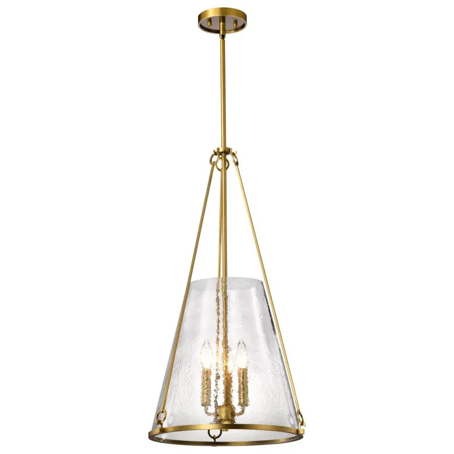 Valentine Large Pendant - Vintage Brass with Hammered Glass - Image 2