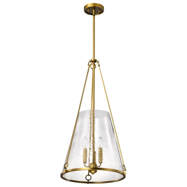 Valentine Large Pendant - Vintage Brass with Hammered Glass - Image 3