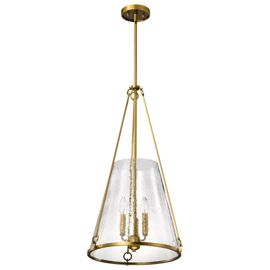 Valentine Large Pendant - Vintage Brass with Hammered Glass - Image 3