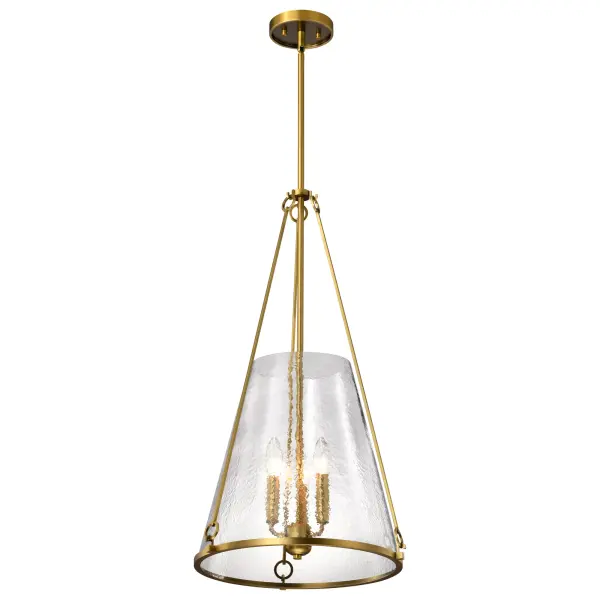 Valentine Large Pendant - Vintage Brass with Hammered Glass - Image 4