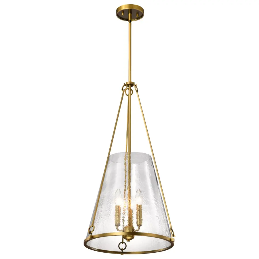 Valentine Large Pendant - Vintage Brass with Hammered Glass - Image 4