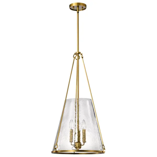 Valentine Large Pendant - Vintage Brass with Hammered Glass - Image 5