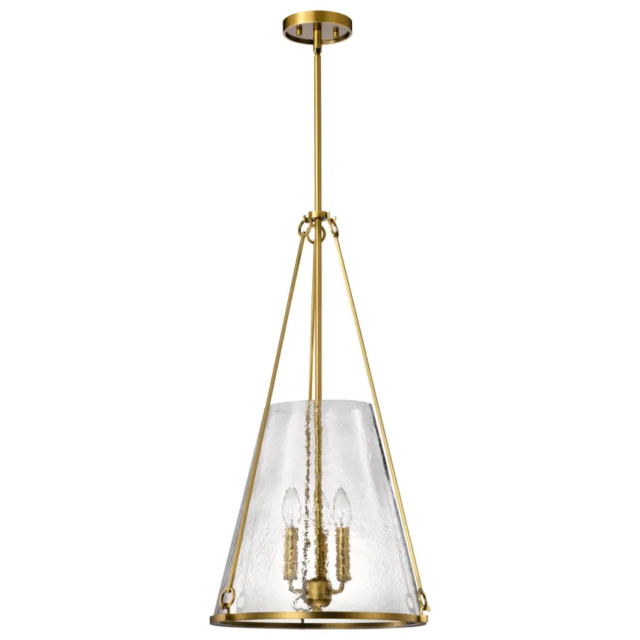 Valentine Large Pendant - Vintage Brass with Hammered Glass - Image 5