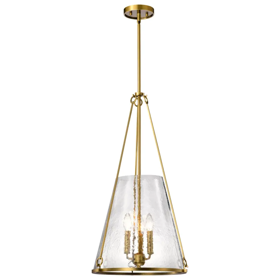 Valentine Large Pendant - Vintage Brass with Hammered Glass - Image 6
