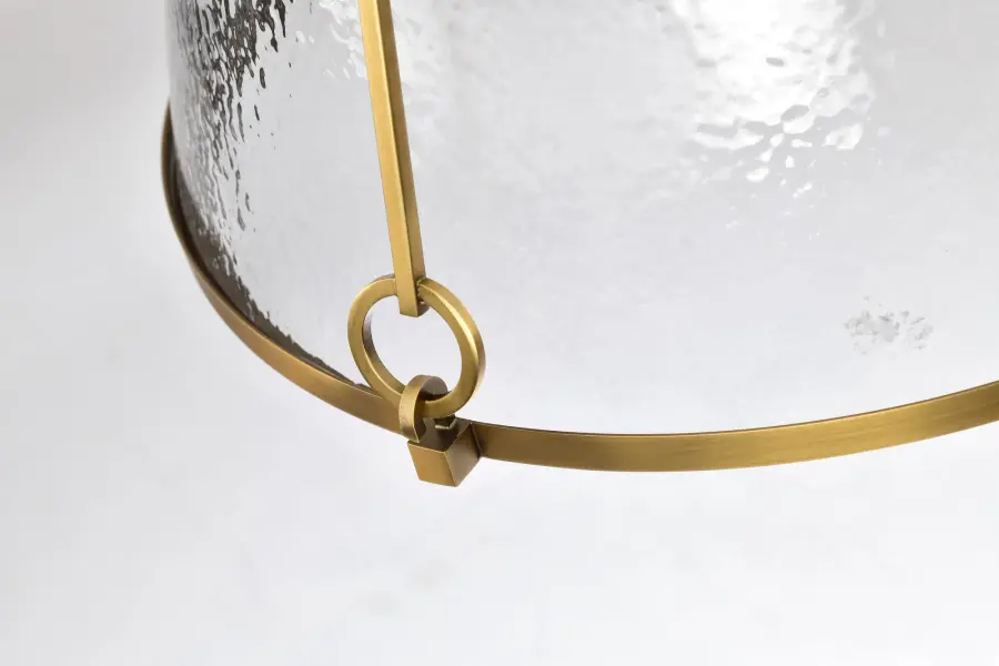 Valentine Large Pendant - Vintage Brass with Hammered Glass - Image 9