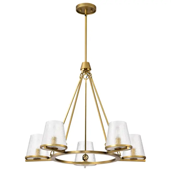 Valentine 5-Light Chandelier in Vintage Brass with Hammered Glass - Image 1