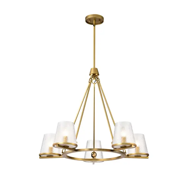 Valentine 5-Light Chandelier in Vintage Brass with Hammered Glass - Image 2