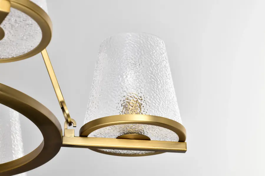Valentine 5-Light Chandelier in Vintage Brass with Hammered Glass - Image 12