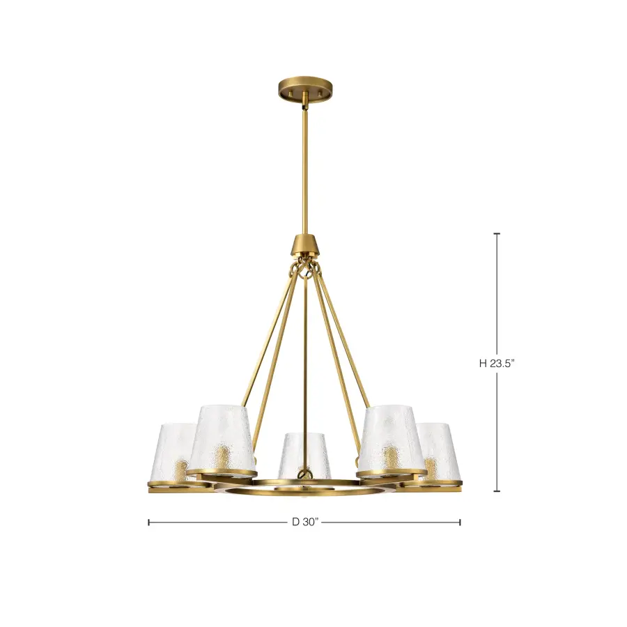 Valentine 5-Light Chandelier in Vintage Brass with Hammered Glass - Image 13
