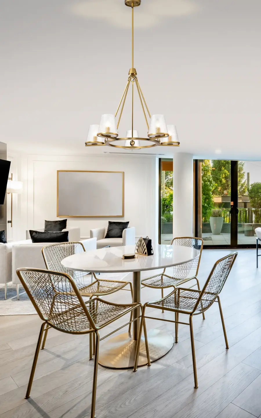 Valentine 5-Light Chandelier in Vintage Brass with Hammered Glass - Image 14