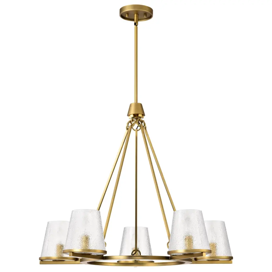 Valentine 5-Light Chandelier in Vintage Brass with Hammered Glass - Image 3
