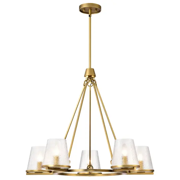 Valentine 5-Light Chandelier in Vintage Brass with Hammered Glass - Image 4
