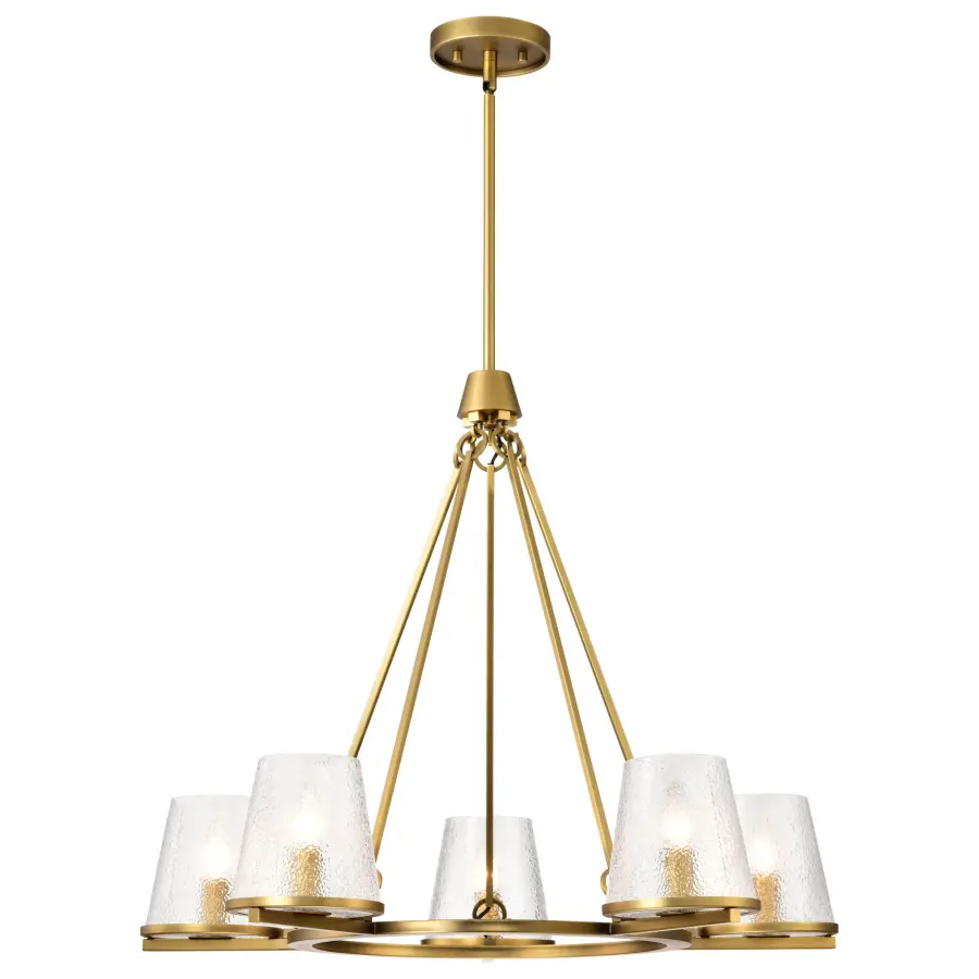 Valentine 5-Light Chandelier in Vintage Brass with Hammered Glass - Image 4