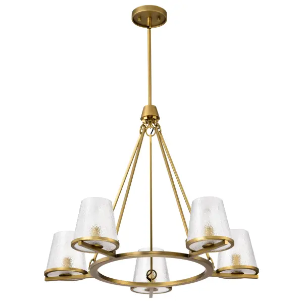 Valentine 5-Light Chandelier in Vintage Brass with Hammered Glass - Image 5