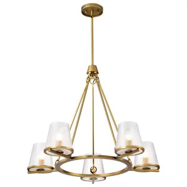 Valentine 5-Light Chandelier in Vintage Brass with Hammered Glass - Image 6