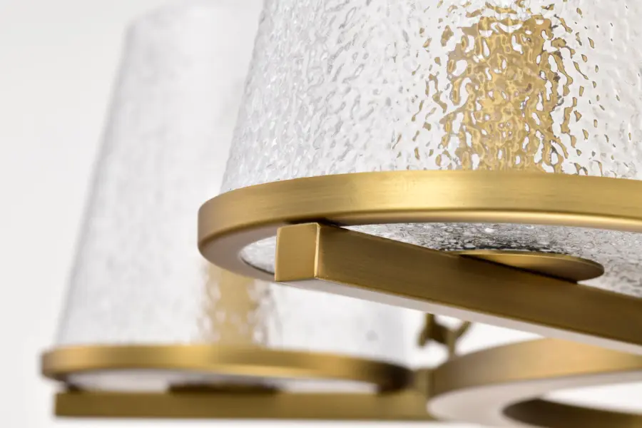 Valentine 5-Light Chandelier in Vintage Brass with Hammered Glass - Image 9