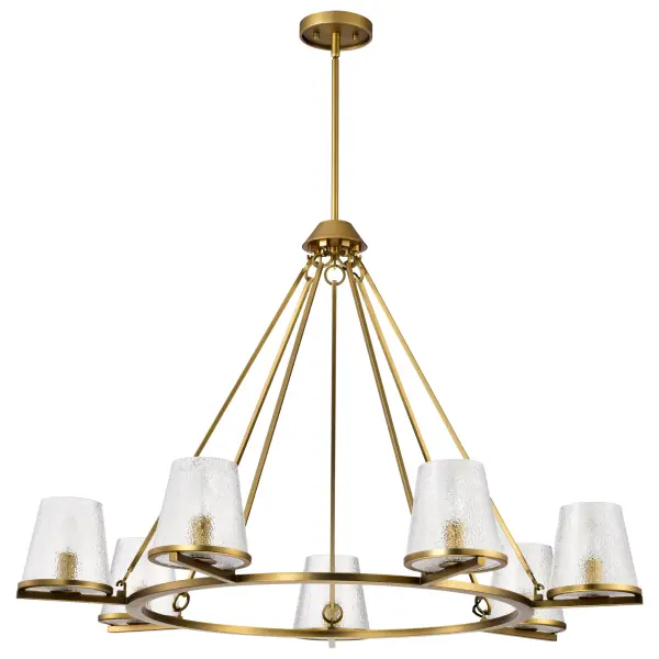 Valentine 7-Light Chandelier in Vintage Brass with Hammered Glass - Image 1
