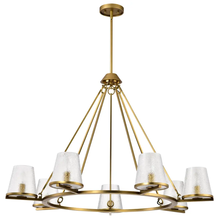 Valentine 7-Light Chandelier in Vintage Brass with Hammered Glass - Image 1