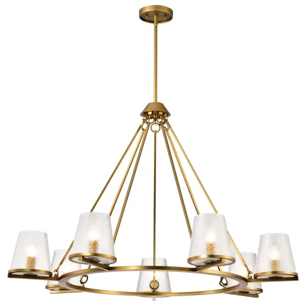 Valentine 7-Light Chandelier in Vintage Brass with Hammered Glass - Image 2