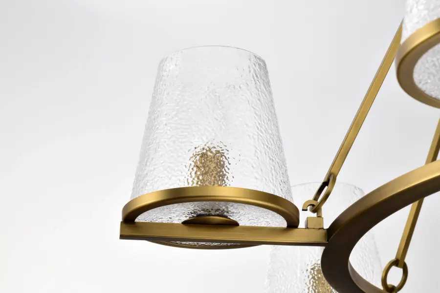 Valentine 7-Light Chandelier in Vintage Brass with Hammered Glass - Image 12